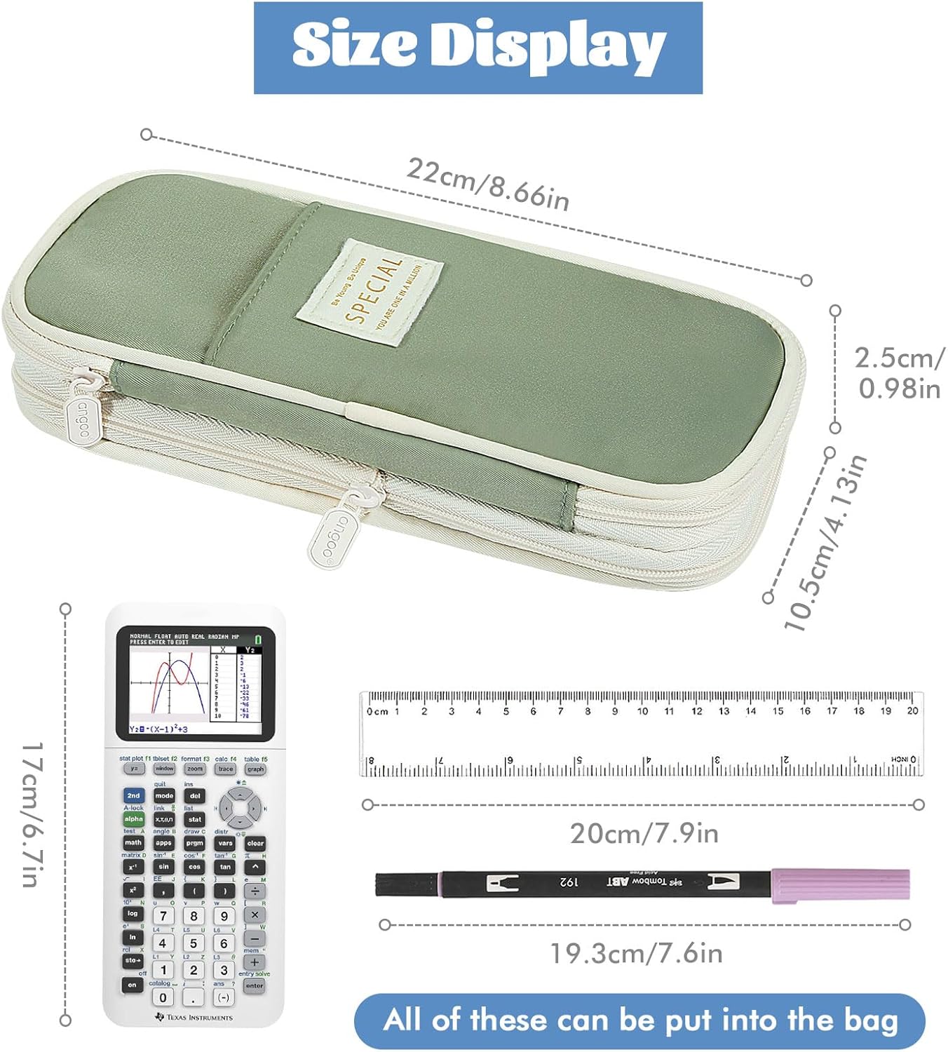 MoKo Large Capacity Pencil Case, Aesthetic Pencil Pouch Bag with Zipper, Cute Pen Case Stationery Organizer Holder for Office/School Supplies, Back to School Gift, Green