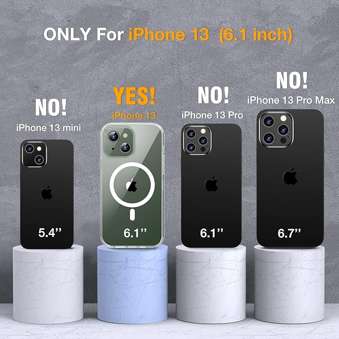 Miracase Glass Series Designed for iPhone 13 Case 6.1 inch, 2023 Upgrade Full-Body Magnetic Clear Case with Built-in 9H Tempered Glass Screen Protector,Compatible with MagSafe,Clear