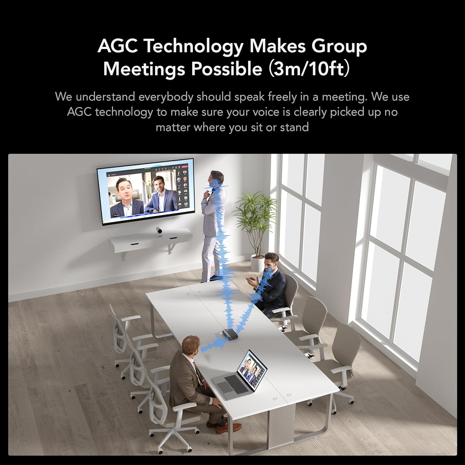 NUROUM A05B Bluetooth Conference Speaker and Microphone, Portable Wireless Speakerphone with Noise Canceling Mic, 16ft Voice Picked Up Computer Speaker for Desktop PC/Laptop/Office/Business Trips