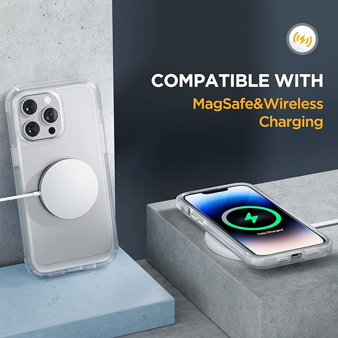 Miracase Glass Series Designed for iPhone 14 Pro Case 6.1 Inch, Upgrade Full-Body Bumper Case with Built-in 9H Tempered Glass Screen Protector, with Camera Lens Protector, Matte Clear