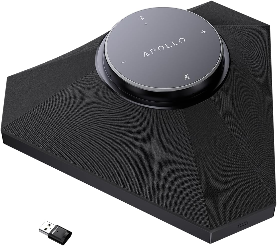 WYRESTORM Conference Speaker and Microphone, 360° Voice Pickup, AI Noise Reduction, USB/Bluetooth 10W Powerful Speakerphone w/Daisy Chain for 20 People Large Call Meeting for Zoom Teams