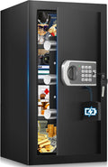 4.3 Cuft Large Home Safe, Safe Box with Fireproof Waterproof Bag, Anti-theft Digital safety Box with Programmable Keypad Keys, Smart Alert, Mute Mode, Security Safes for Documents Valuables