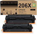 206X Black Toner Cartridges High-Yield (with Chip) Works with HP Color Pro MFP M283fdw M283cdw, Pro M255dw M255nw, MFP M282nw M283 M255 M282 Printer | W2110X 206A W2110A, Pack of 2