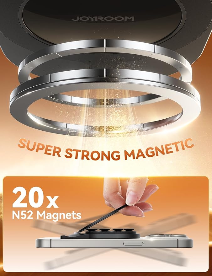 JOYROOM Suction Cup Phone Mount, Magsafe Phone Grip with Pull Ring, Silicone Suction Phone Ring Stand for iPhone Samsung Android, Cell Phone Grip Holder for Creators, Selfies, Fitness