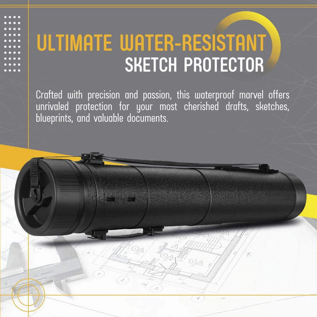 Flexzion Poster, Art, Document Tube with Strap, Expandable Waterproof Plastic Container, Telescoping Cylindrical Storage Case, Portable Paper Holder for Draft Sketch Blueprint, 4.7 IDx31.7-51.2 Inch