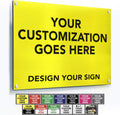 Custom Metal Signs, Personalized Aluminum, Customized Safety, Business Signs, Waterproof Outdoor, White Aluminum (Yellow, 24x18 In)