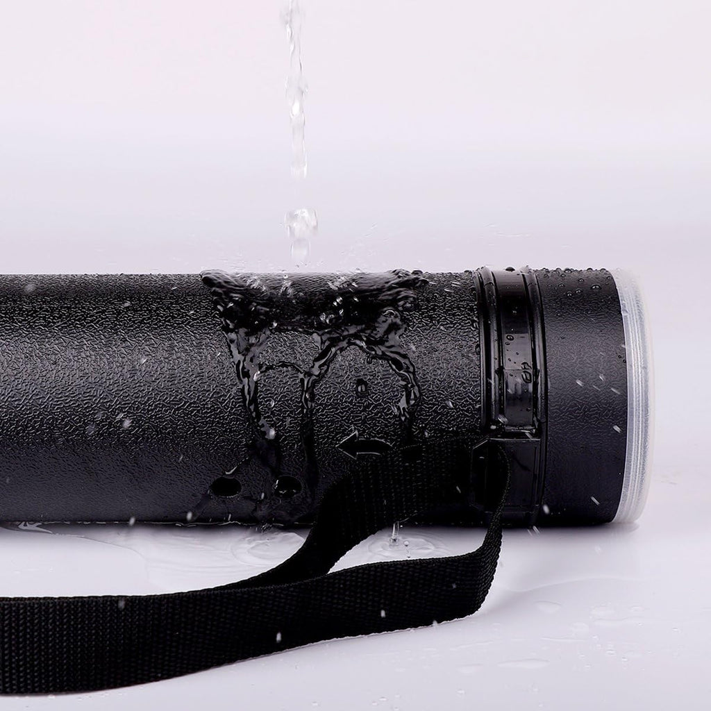 TRANSON Durable Poster Storage Tube with Straps 24"-40" Extendable for Blueprints, Artwork, Maps, Posters Color Black