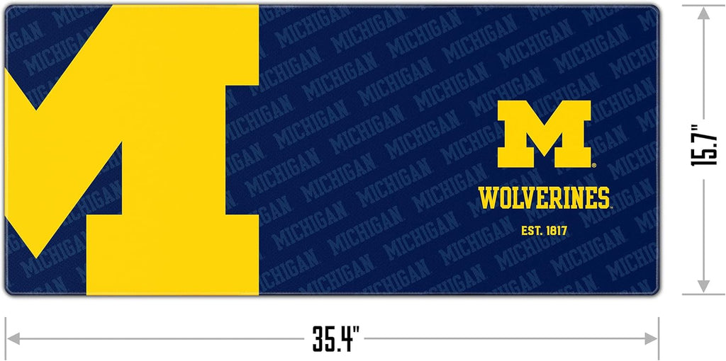 YouTheFan NCAA Michigan Wolverines Logo Series Desk Pad & SOAR NCAA Shockbox LED Wireless Bluetooth Speaker, Michigan Wolverines