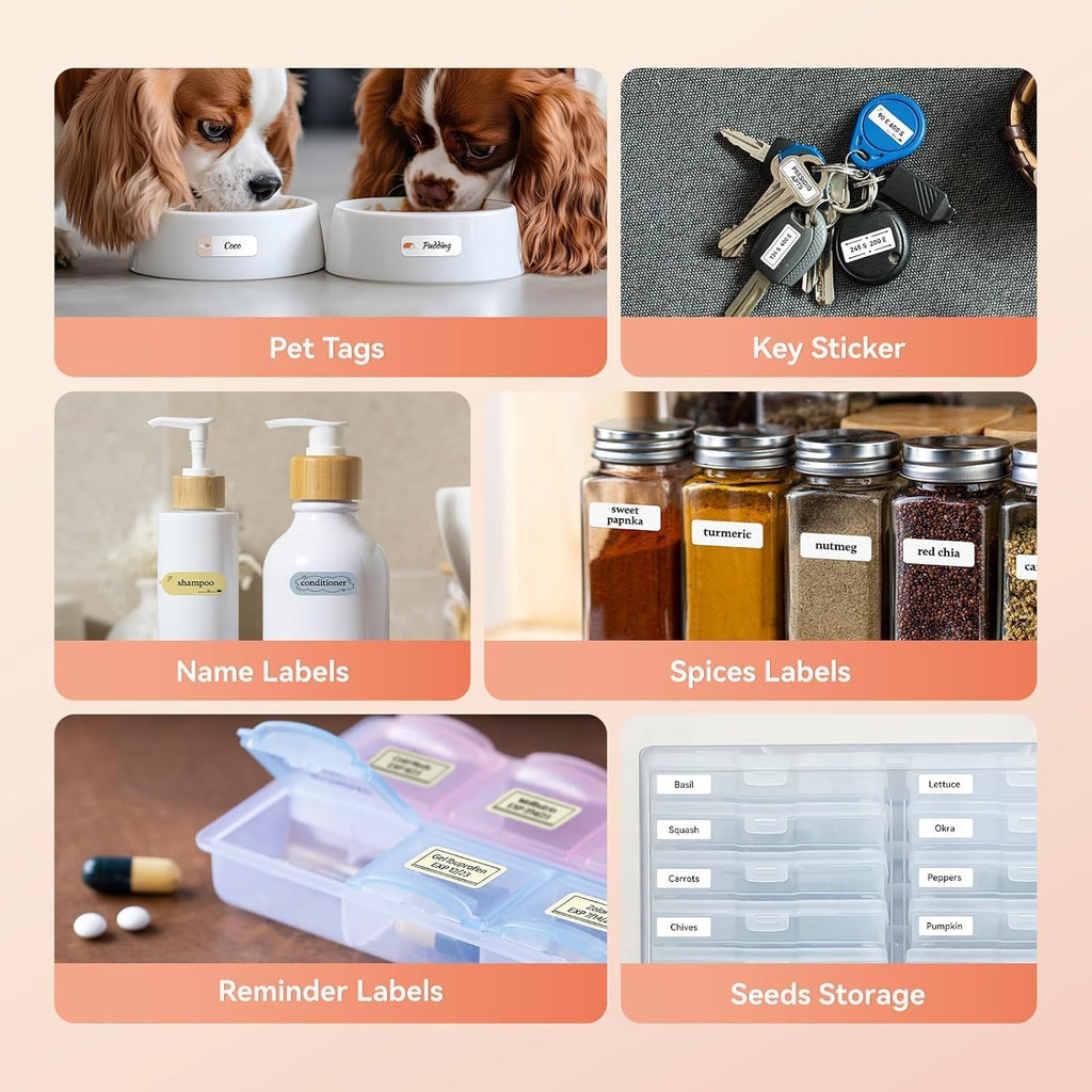 DEEPIN Label Maker Machine Portable Bluetooth Label Maker with Tape, Thermal Label Printer Multiple Templates for Phone, Mini Label Sticker Printer for Business Office Organization Pink