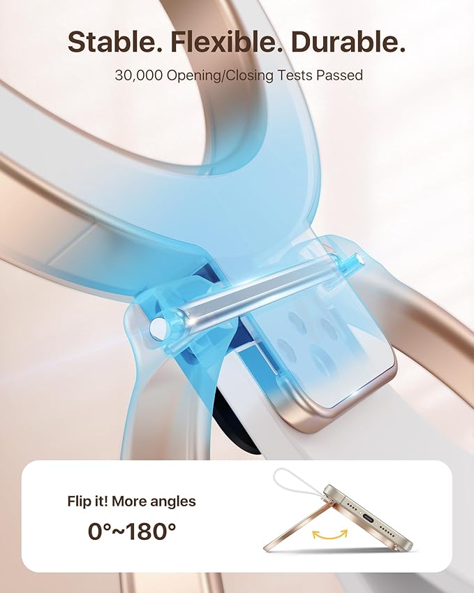 andobil [2025 Unrivaled Stability] Magnetic Phone Grip Holder for MagSafe Ring Stand Holder Kickstand Compatible with MagSafe Accessories for iPhone 16 Pro Max Plus iPhone15/14/13/12&Android,Rosegold
