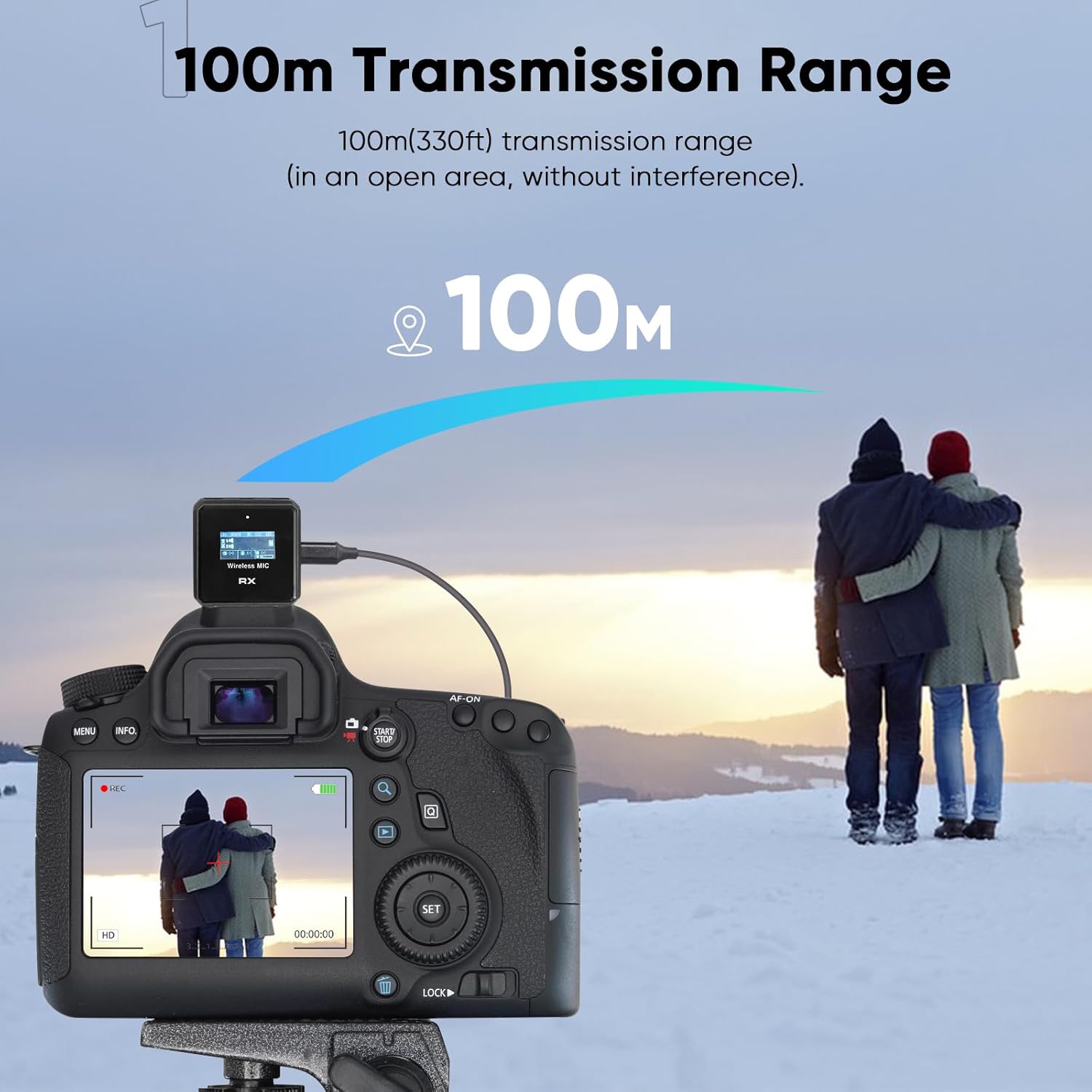 Wireless Microphone, 100m (328 ft.) Range Bluetooth Microphone, 24-Hour Battery, Noise Cancellation, Wireless Microphone for PC, iPhone, Andriod,lav mic，MIC Wireless