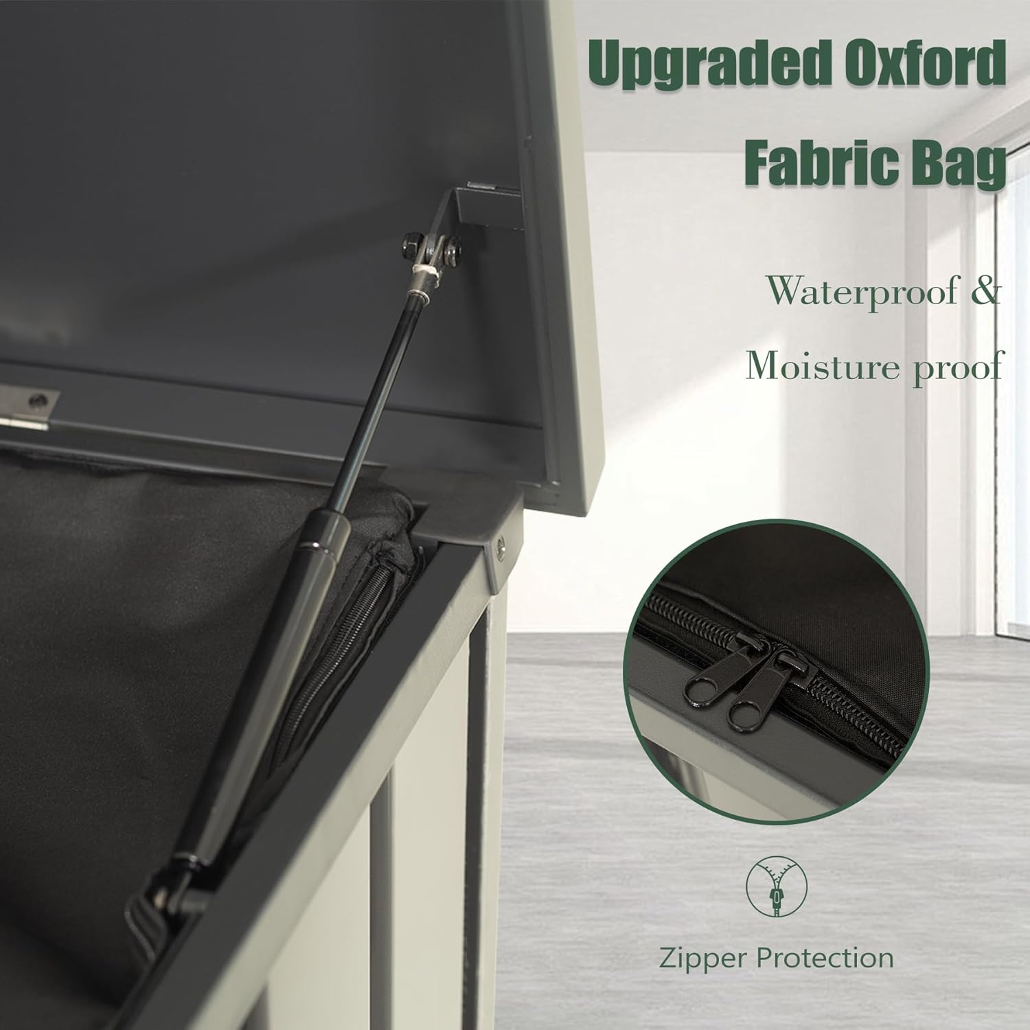 Domi Outdoor Storage Deck Box 120 Gallon, Outdoor Deck Box with Waterproof Storage Bag for Outside Cushions, Garden Tools and Pools Equipment, Gray