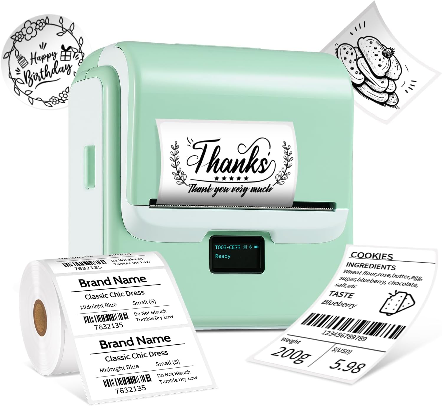 ORGSTA Label Maker Machine with Tape, T003 Thermal Label Maker, 3.15 Inch Bluetooth Label Printer Compatible with Phone & PC, Sticker Printer Barcode Thermal Maker for Small Business, Home, School