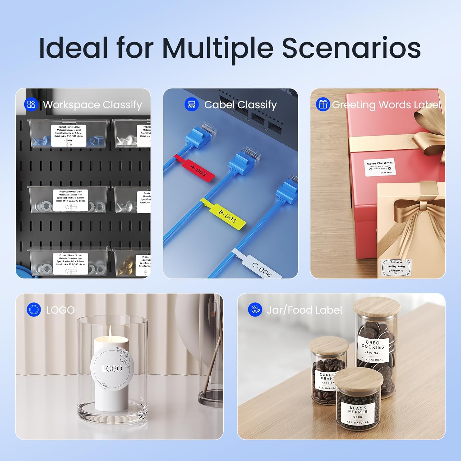 CLABEL Desk Bluetooth Barcode Label Printer: 221D Label Maker with Direct Thermal Printing, 2 Inch Print Width for Barcodes Address Shipping Warehouse with 1 Roll Label