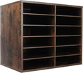 TQVAI Wood Adjustable Literature Organizer Desktop File Sorter Mail Center Paper Storage Cabinet Home & Office Mailbox School Classroom Keepers, 12 Slots Compartments, Archaize