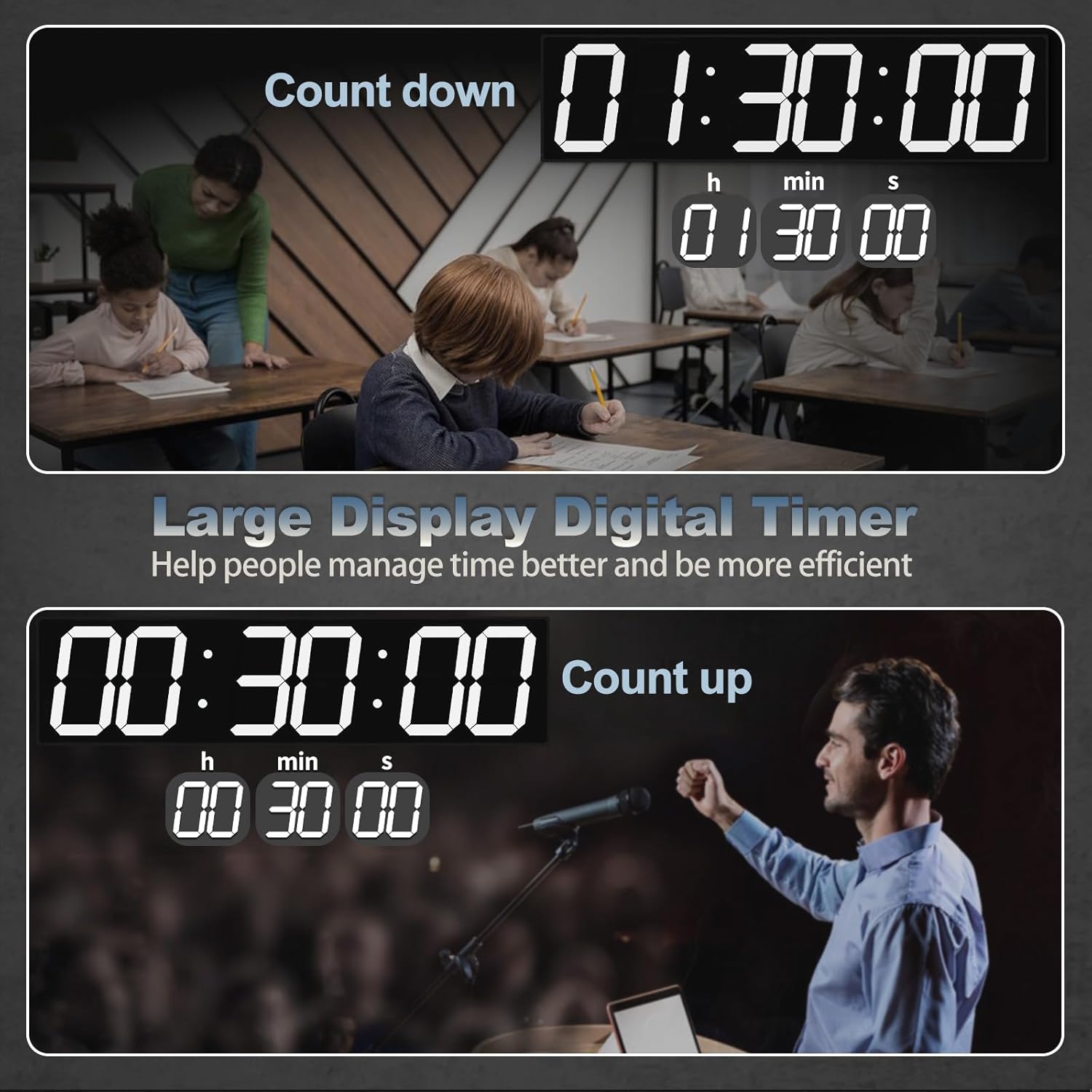 28.4'Large Digital Wall Clock,Automic Digital Clock with Alarm,Clendar and Termperature,Auto Time Sync with Easy Operation, Big Timer with Countdown and Countup (White)