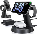 3 in 1 Wireless Charging Station for Apple Mag-Safe 15W Fast Charger Stand for Multiple Apple Devices Magnetic Charger for iPhone 16 Pro Max/16 Pro/16/15/14/13/12, AirPods, iWatch Series(Black)