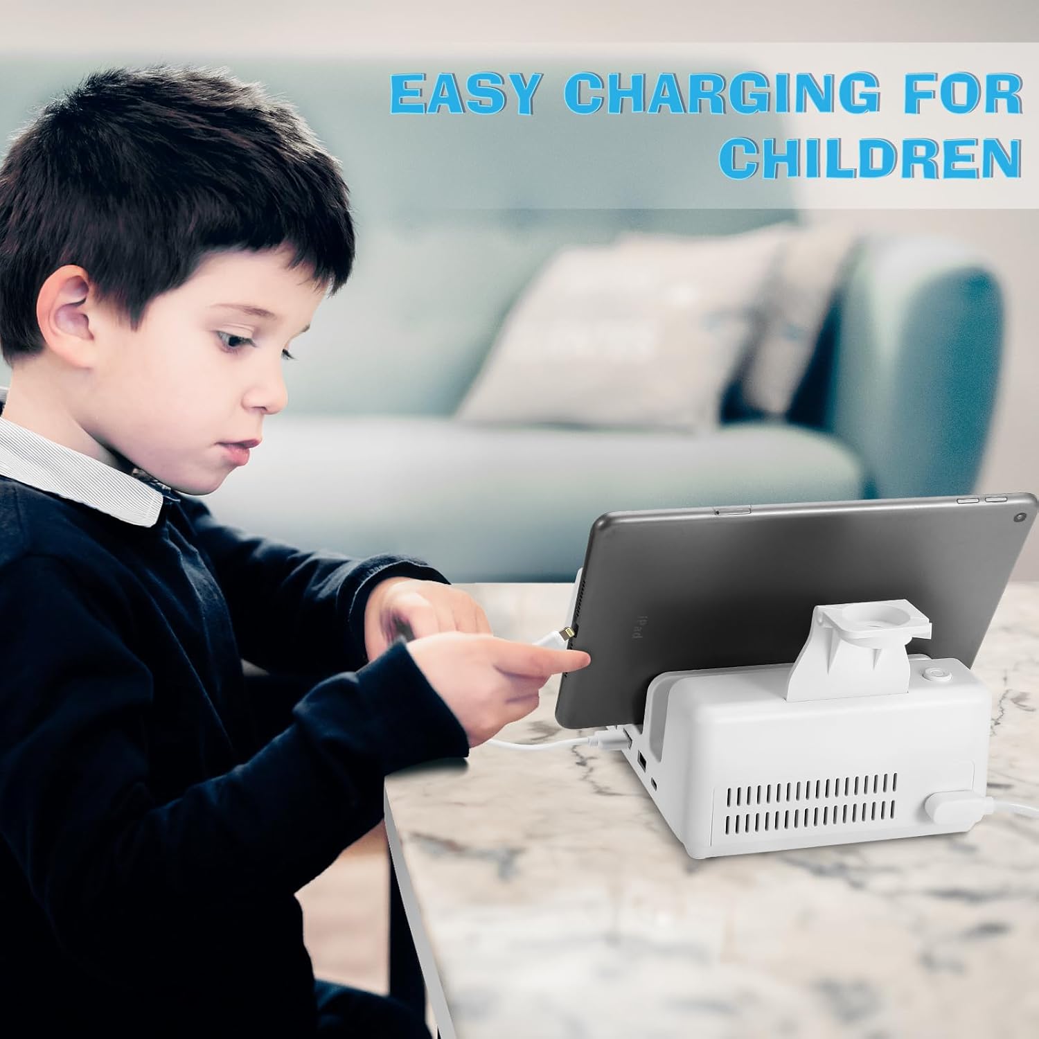 150W 6-Port Charging Station for Home with Fast Wireless Charging for Mobile & Wireless Charging Seats for 2 Airpods (Buds). 65W PD USB-C Port provided for laptops