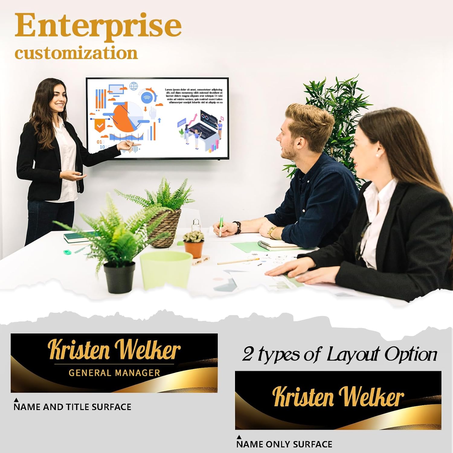 Personalized Name Plate for Desk - Custom Engraved Name Plates for Man - Boss Day Gifts for Boss - Acrylic Office Decor Appreciation Gifts for Teacher Nurse Coworker Social Worker (Classic Black)