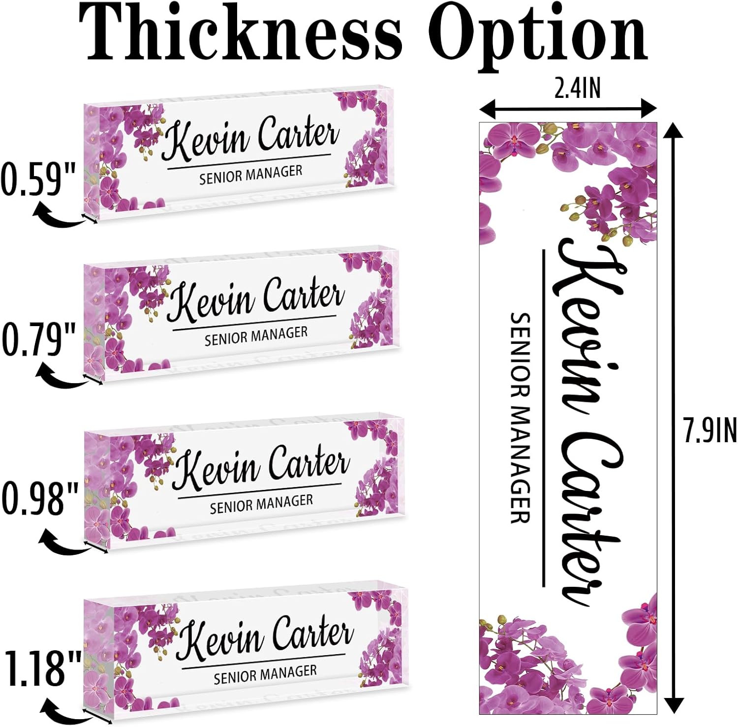 Name Plate for Desk Personalized, Acrylic Desk Decorations, Employee Appreciation Gifts, Custom Office Gifts for Coworkers, Boss, Teacher, Nurse (Orchid)