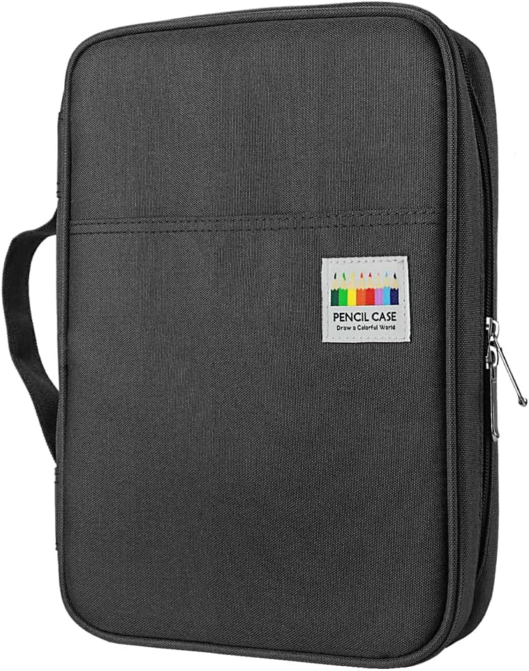 YOUSHARES 166 Slots Colored Pencil Case, 110 Slots Gel Pens fo Coloring Case Organizer, Handy Multilayer Color Pencil Holder for Glitter Gel Pens, Refills, Colored Pencils for Adults & Artist (Black)