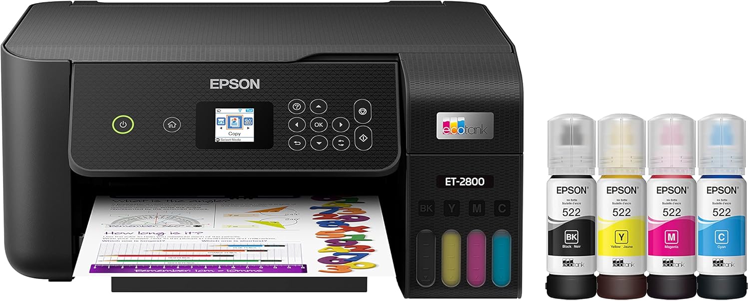 Epson EcoTank ET-2800 Wireless Color All-in-One Cartridge-Free Supertank Printer & EcoTank ET-4800 Wireless All-in-One Cartridge-Free Supertank Printer