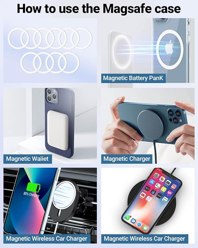 for Magsafe Ring 10PCS-Ultra Thin(0.4mm)-Universal Metal Rings Sticker Compatible with iPhone 15 Pro Max,15 Pro,15/14/13/12 Series,Samsung Galaxy,Google Pixel Series - White