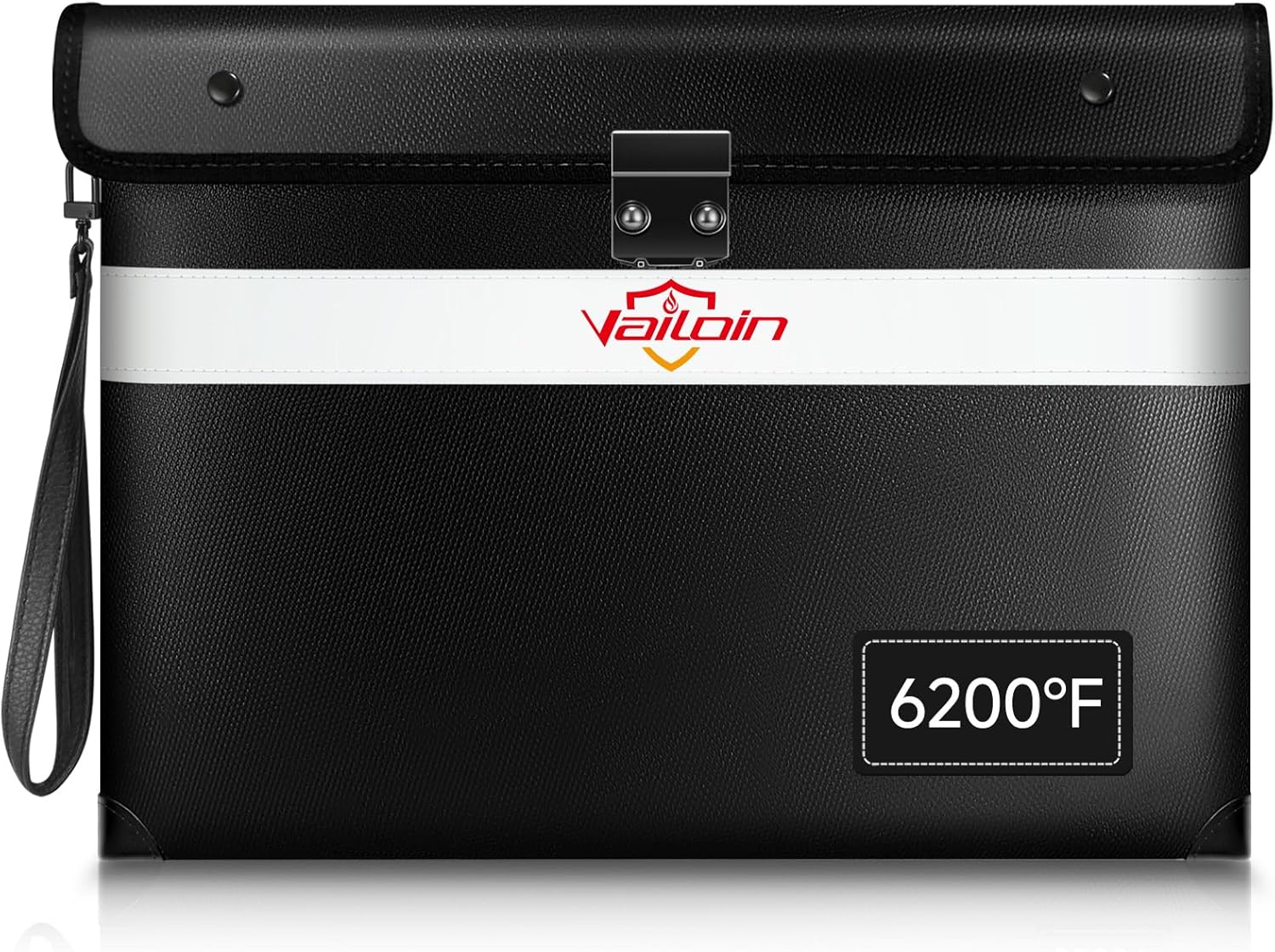 Fireproof Document Bag with Lock,6200°F Insulated (13.9"x10.6"),Lockable Fire Water Proof Money Pouch with Water Resistant Zipper,Safe Notary Bag with Lock,for Important Documents,Valuables (Black)