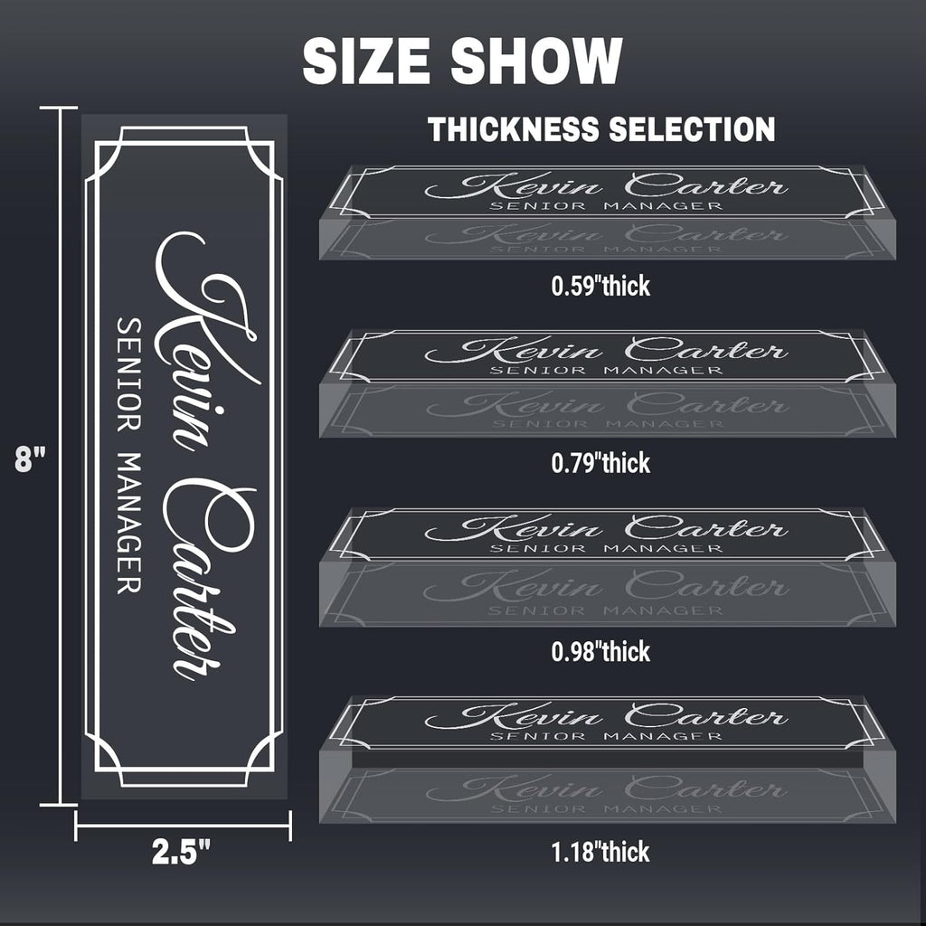 Name Plate for Desk Personalized, Acrylic Desk Decorations, Employee Appreciation Gifts, Custom Office Gifts for Coworkers, Boss, Teacher, Nurse (Engraving 02)