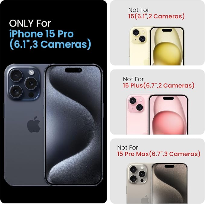 FireNova Designed for iPhone 15 Pro Case, Silicone Upgraded [Camera Protection] Phone Case with [2 Screen Protectors], Soft Anti-Scratch Microfiber Lining Inside, 6.1 inch, Black