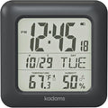 KADAMS Bathroom Clock 9.5" Kitchen Wall Clock with Large LCD Screen – Shower Clock with Suction Cup,Temperature, Humidity, Calendar – Water-Resistant, 4 Mounting Options, Black
