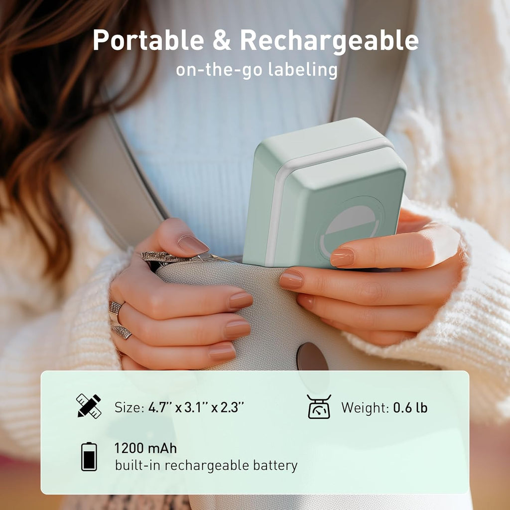 SUPVAN T50M Plus Bluetooth Label Maker Machine with Tape, High Printing Clarity, Versatile App with 40+ Fonts and 450+ Icons, Inkless Labeler for Business, Home, Office Organization, Green