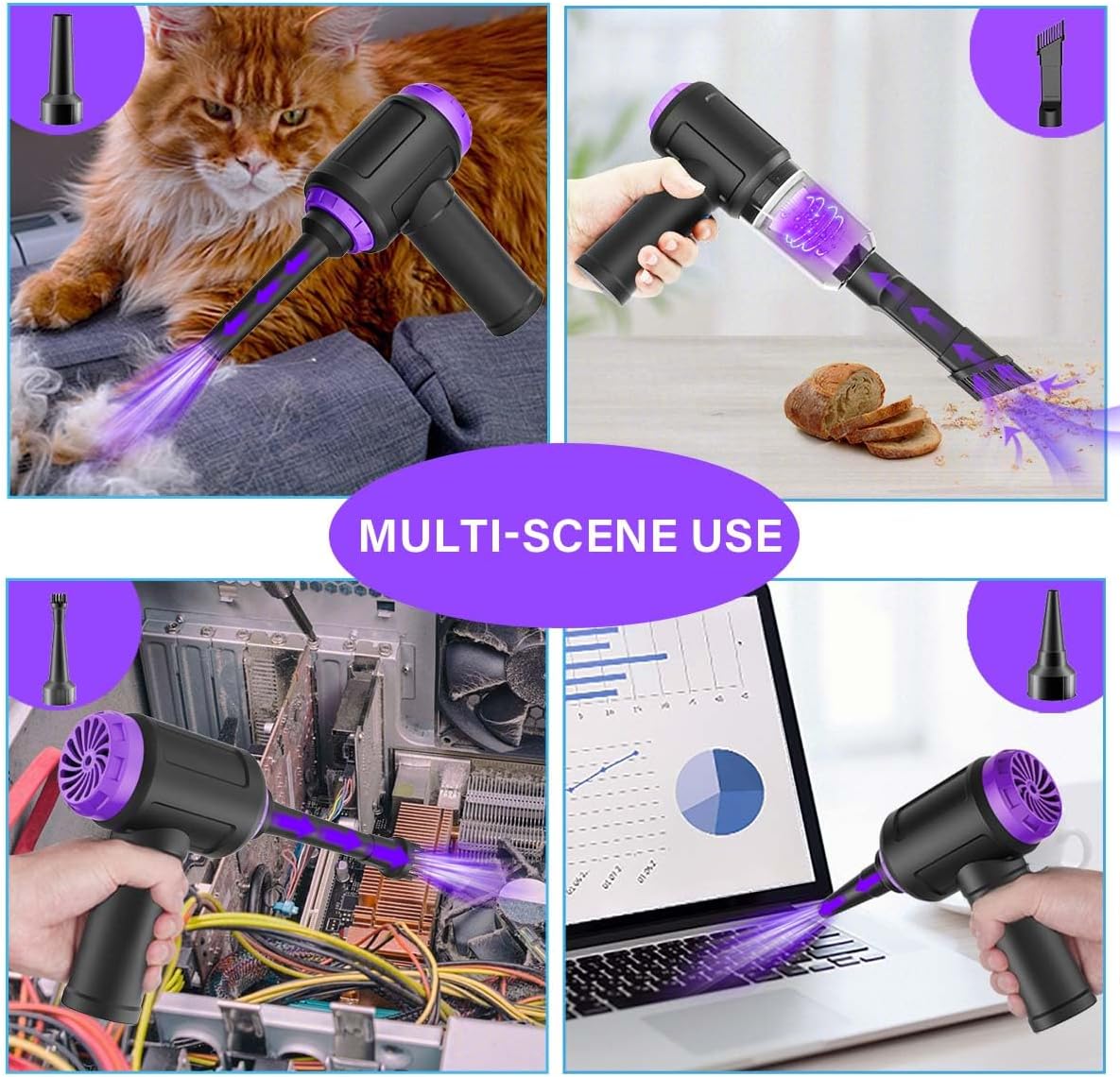 14500 Pa Computer Vacuum Cleaner Mini & 110000RPM Compressed Air Duster for Keyboard Cleaning Cordless Canned Air Powerful Energy Efficient