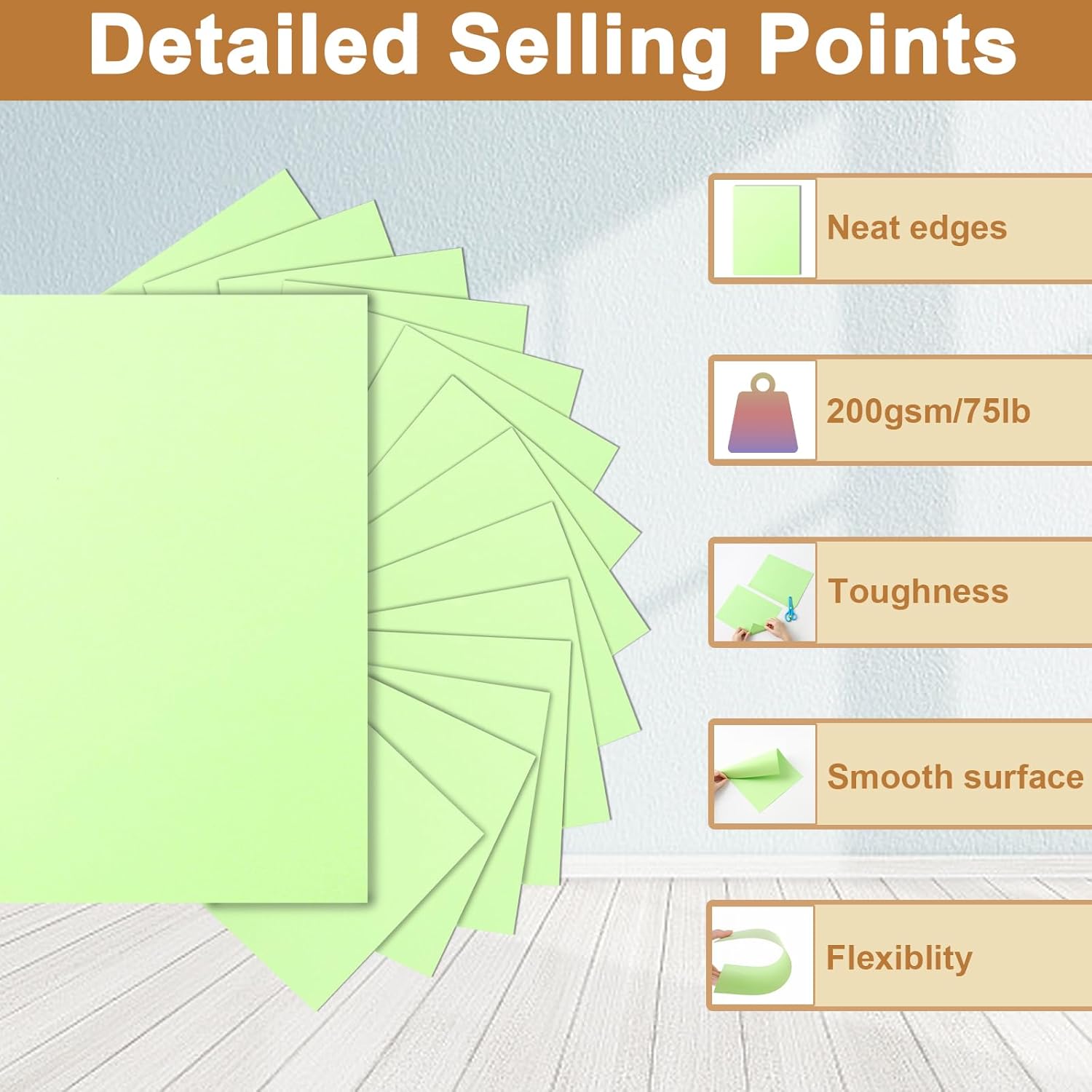 40 Sheets Light Green Cardstock 8.5 x 11 Craft Paper, 200gsm/75lb Heavyweight Certificate Paper Card Stock for DIY Cards Making, Business Cards, Wedding Invitations, Menus, School