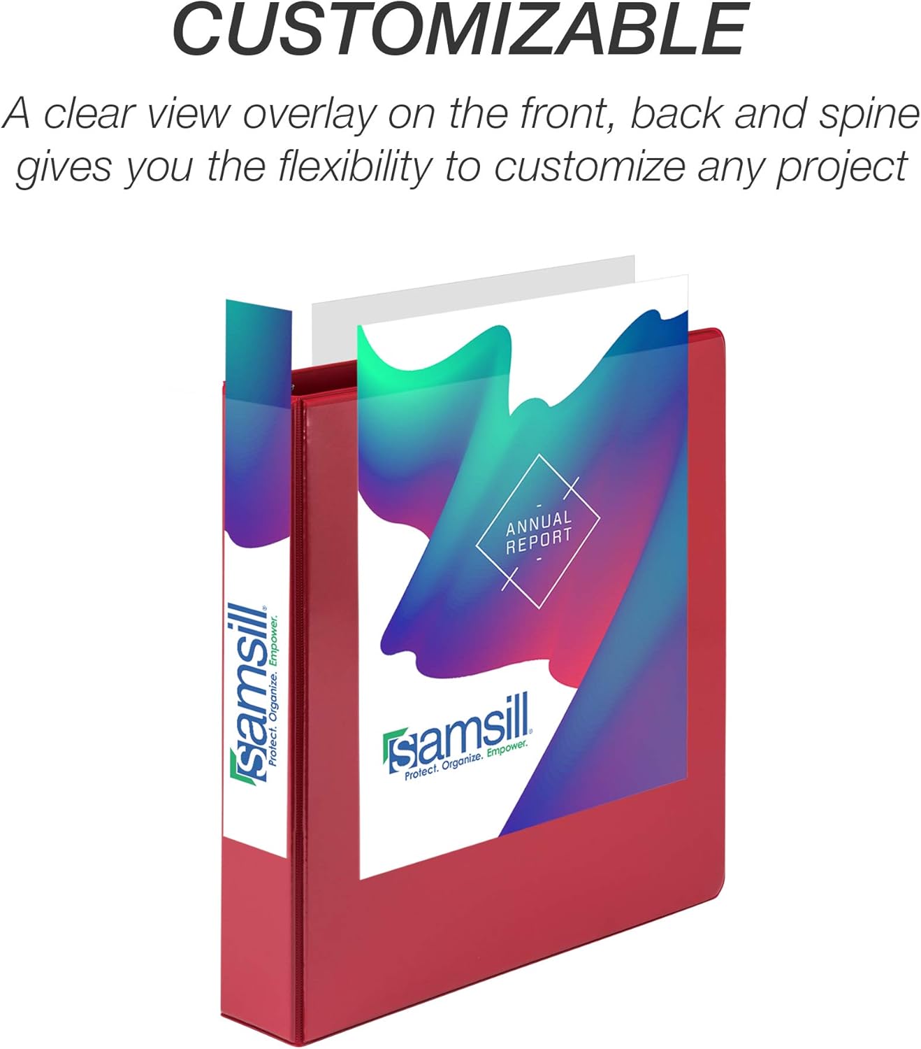 Samsill 1.5 Inch 3 Ring Binders, Made in USA, Economy Round Ring, Clear View Cover, 325 Sheet Capacity - for School, Home, Office - Red, 12 Pack