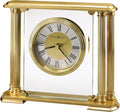 Howard Miller Challis Table Clock II 549-649 – Brushed Solid Brass Finish, Glass Crystal, Polished Edges, Brass Feet & Felt Bottom, Antique Home Décor, Quartz Movement