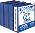 Samsill 2 Inch 3 Ring Binders, Made in USA, Economy Round Ring, Clear View Cover, 425 Sheet Capacity - for School, Home, Office - Blue, 4 Pack