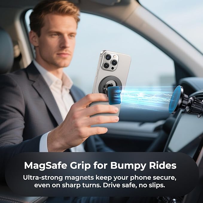 Dual-Side for Magsafe Phone Grip with Magnetic Phone Stand, Magnet Ring Holder for iPhone 16/15/14/13/12 Pro Max Series Magsafe Case, Strong Magnetic Car Mount, Gym Phone Holder