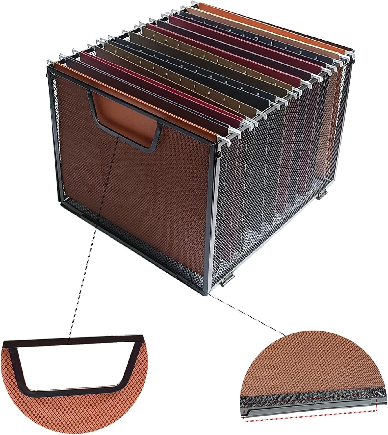 Metal Mesh File Baskets,Hanging File Folder Organizer,Office File Box,Letter Size,Black (2)