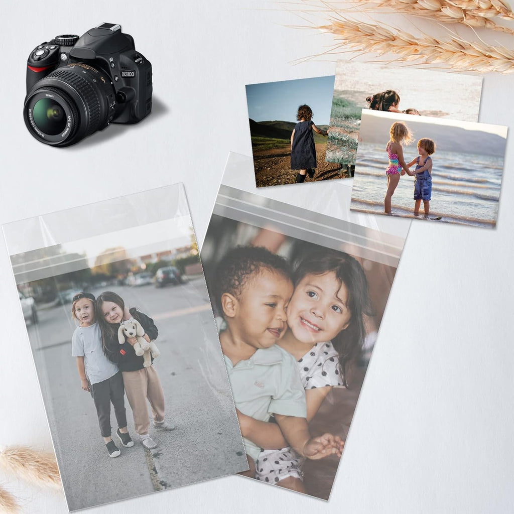 AUEAR, 5"x7" (100 Pack) Clear Plastic Sleeves - Acid Free 1.6mil Crystal Resealable Bags -Fit for 5x7 Art Prints, Photos, Cards & Envelope