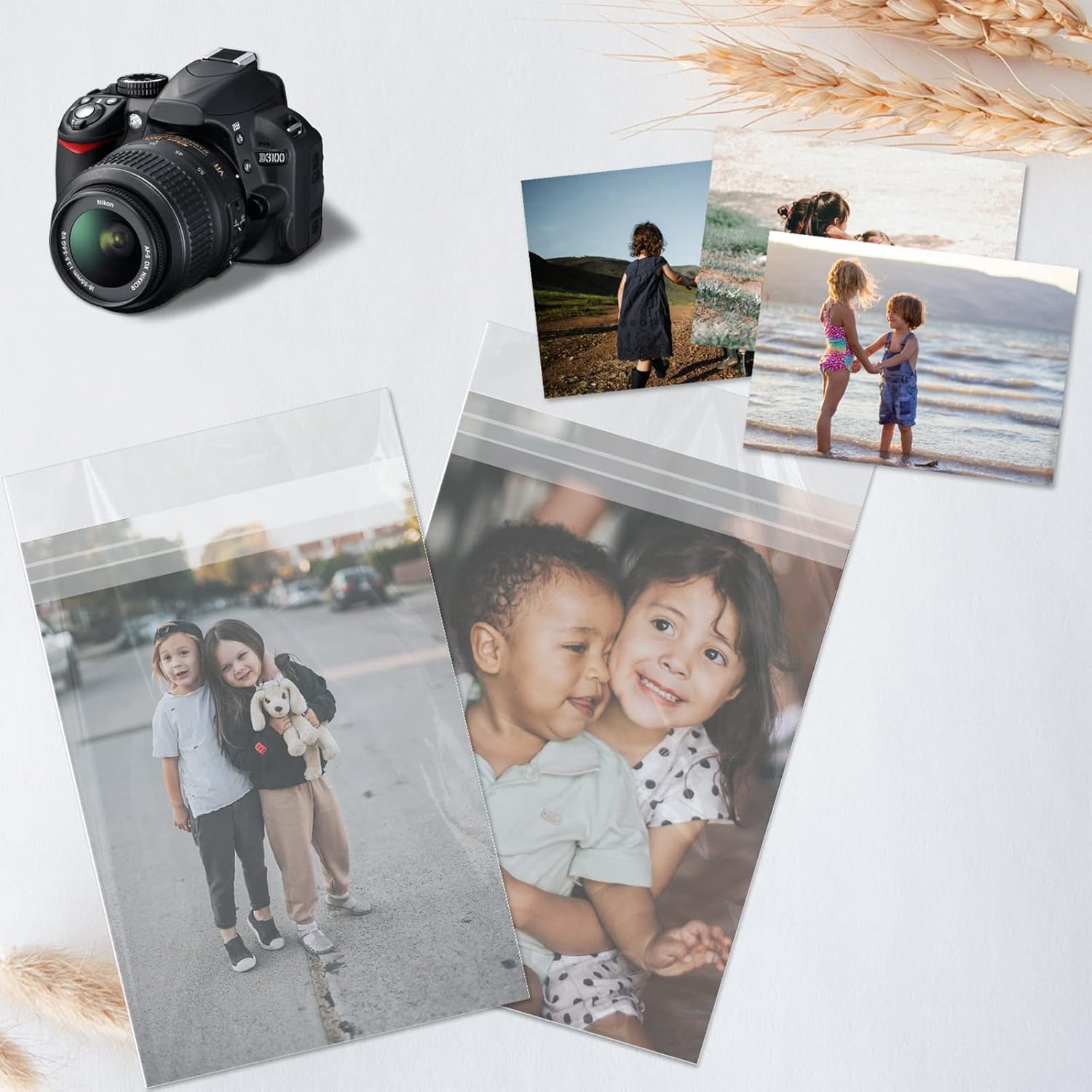 AUEAR, 5"x7" (100 Pack) Clear Plastic Sleeves - Acid Free 1.6mil Crystal Resealable Bags -Fit for 5x7 Art Prints, Photos, Cards & Envelope