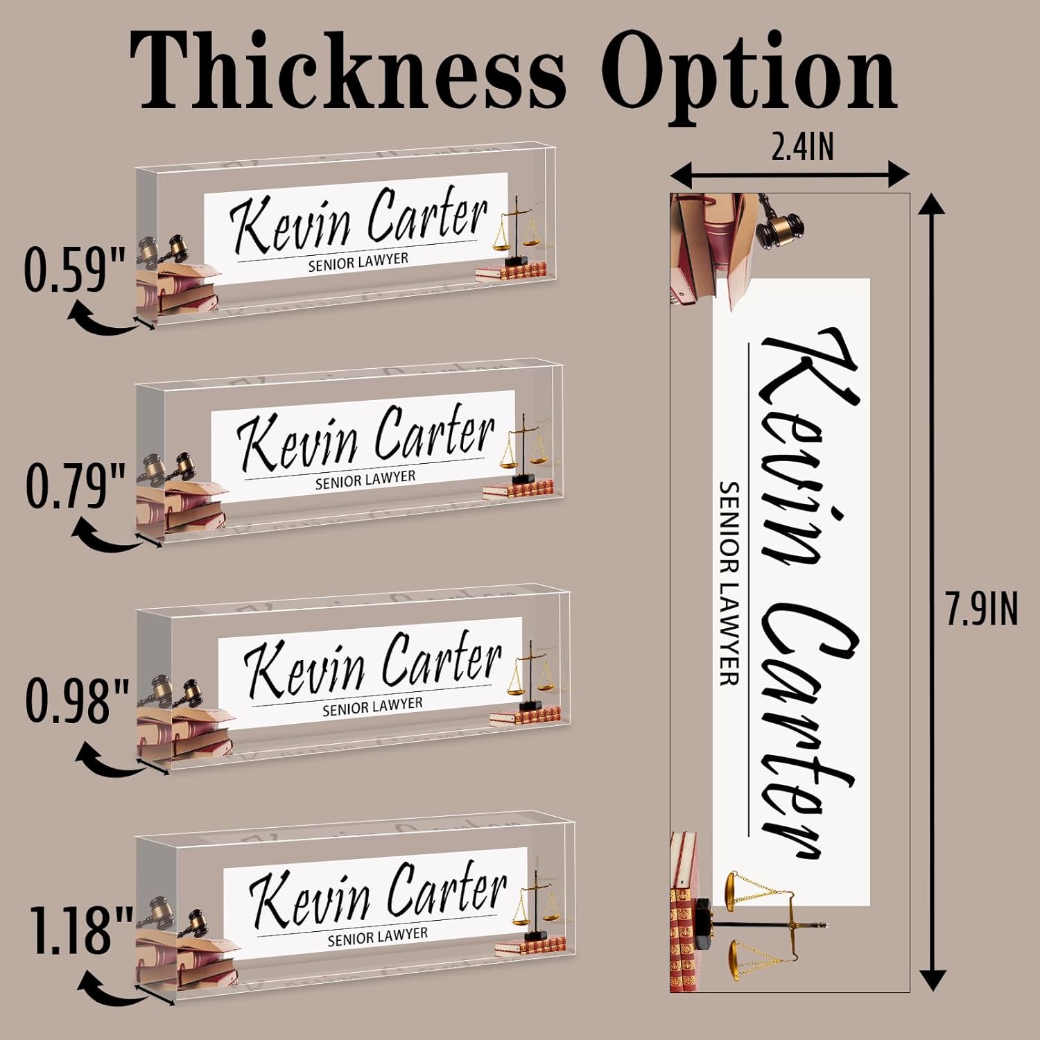 Name Plate for Desk Personalized, Acrylic Desk Decorations, Employee Appreciation Gifts, Custom Office Gifts for Coworkers, Boss, Teacher, Nurse (Lawyer)