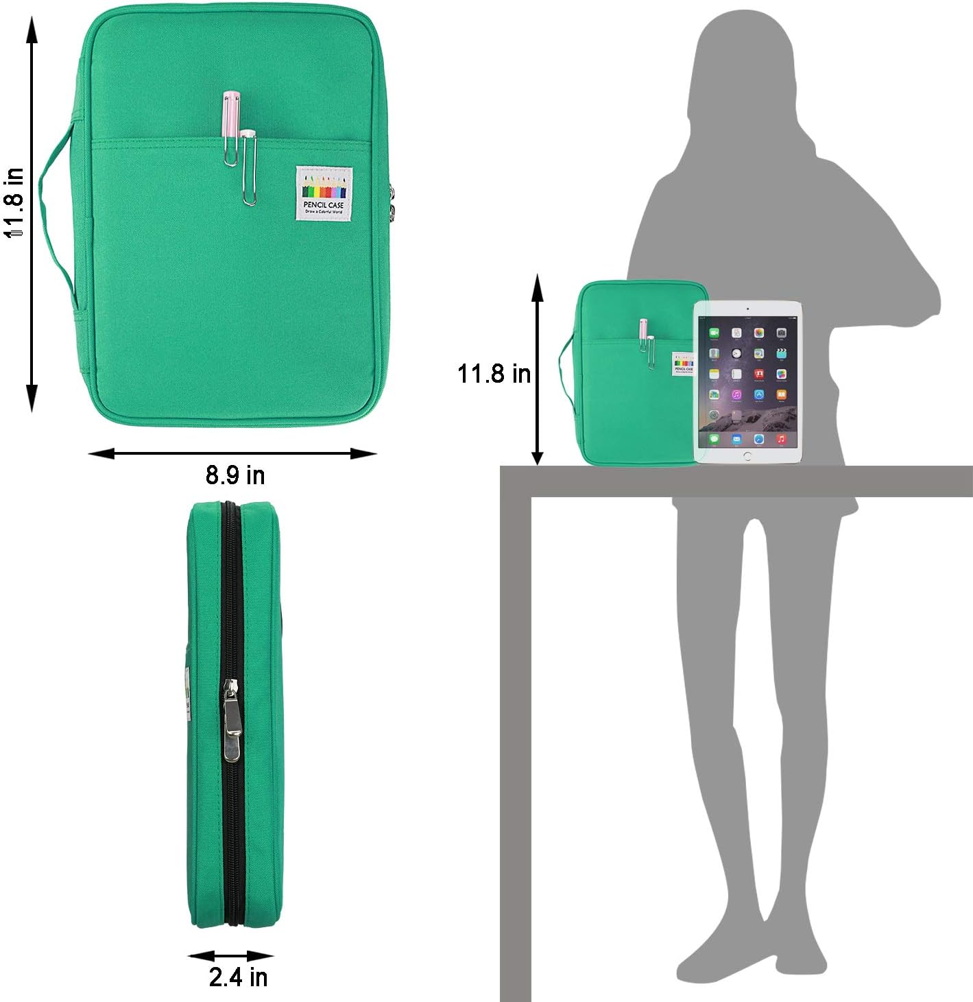 YOUSHARES 166 Slots Colored Pencil Case, 110 Slots Gel Pens fo Coloring Case Organizer, Handy Multilayer Color Pencil Holder for Glitter Gel Pens, Refills, Colored Pencils for Adults & Artist (Green)
