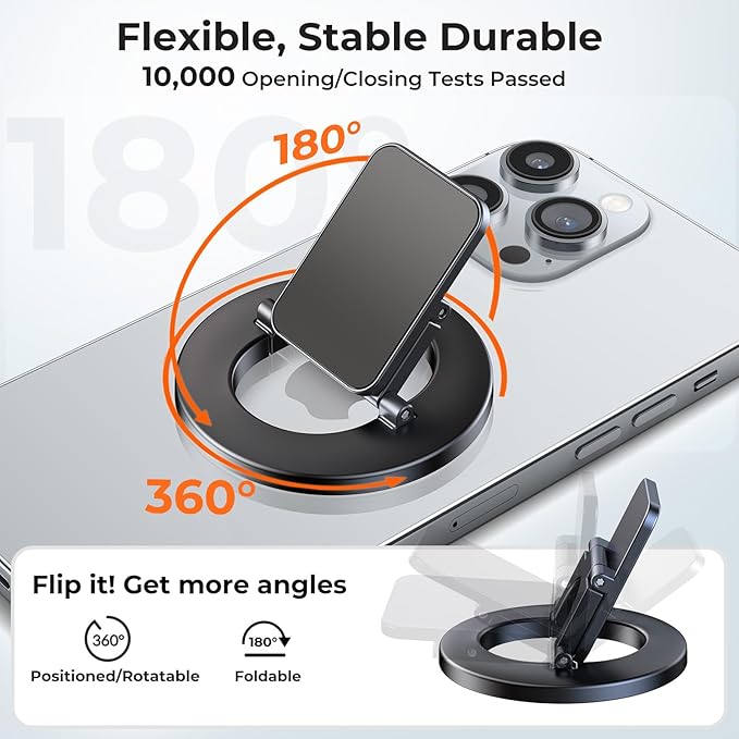 Dual-Side for Magsafe Phone Grip with Magnetic Phone Stand, Magnet Ring Holder for iPhone 16/15/14/13/12 Pro Max Series Magsafe Case, Strong Magnetic Car Mount, Gym Phone Holder
