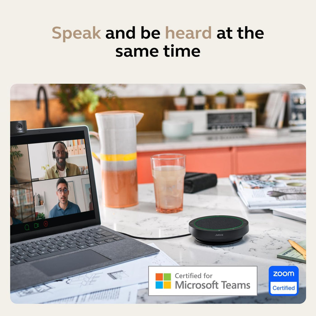 Jabra Speak2 75 (2025 Edition) Wireless Bluetooth Speakerphone - 4 Noise-Cancelling Mics, 65mm Speakers - New Linking Feature - USB-A & USB-C Adapter - Certified for Microsoft Teams - Dark Grey