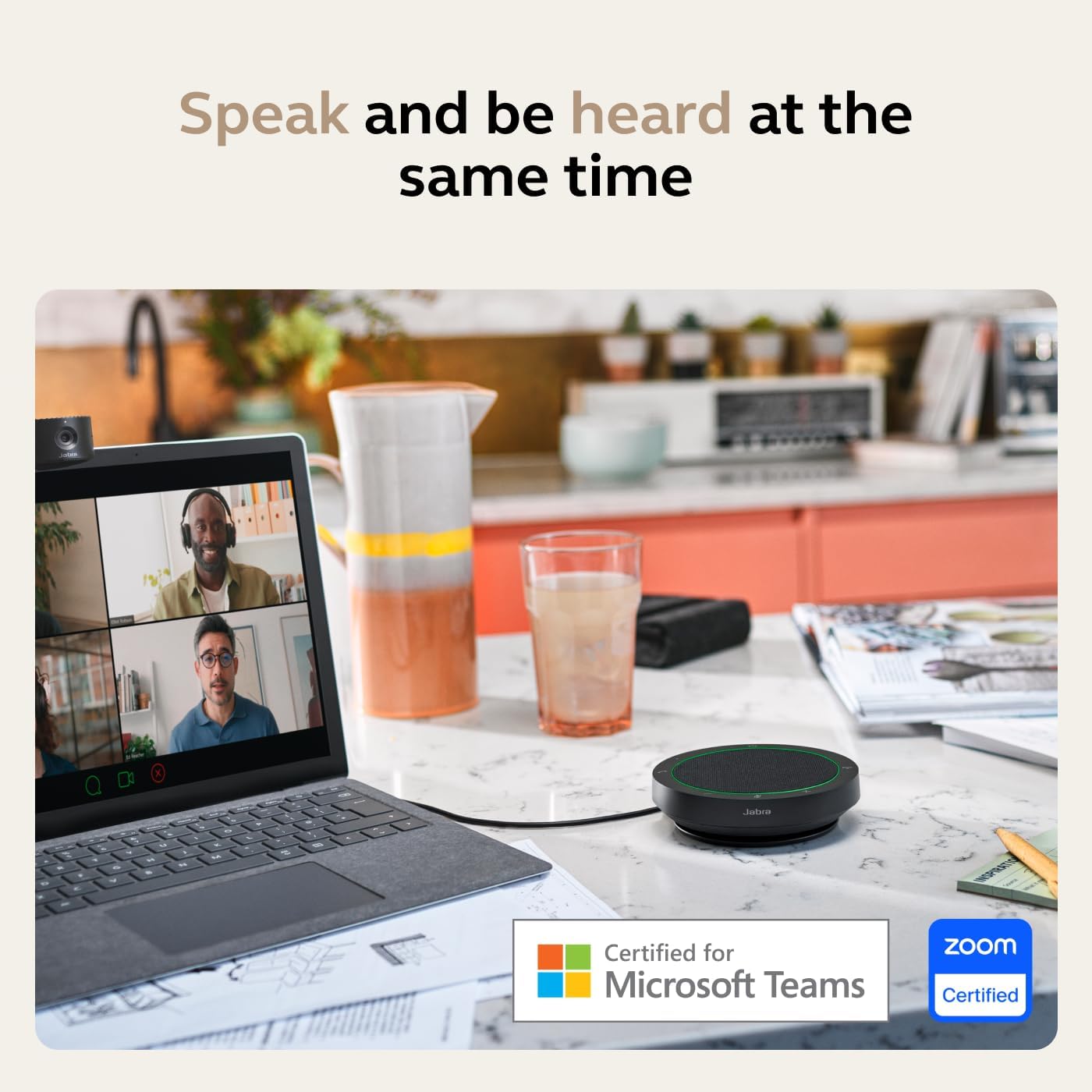 Jabra Speak2 75 (2025 Edition) Wireless Bluetooth Speakerphone - 4 Noise-Cancelling Mics, 65mm Speakers - New Linking Feature - USB-A & USB-C Adapter - Certified for Microsoft Teams - Dark Grey