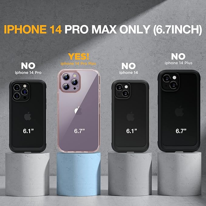 Miracase Glass Series Designed for iPhone 14 Pro Max Case 6.7 Inch, Upgrade Full-Body Bumper Case with Built-in 9H Tempered Glass Screen Protector, with Camera Lens Protector, Clear Pink