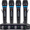 4 Channel Rechargeable Wireless Microphone System, Pro UHF Metal Handheld Wireless Microphones Cordless Mics with Echo Treble BASS VOL Channel Control for Karaoke Singing Church(GT-200)