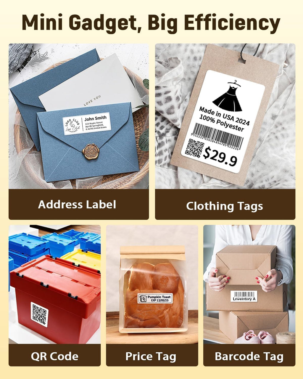 Label Maker Machine with Tape, Bluetooth Label Makers, Portable Thermal Label Printer Easy to Use for Small Business, Home, Office, School, Barcode, Address, Sticker Printer for Phone