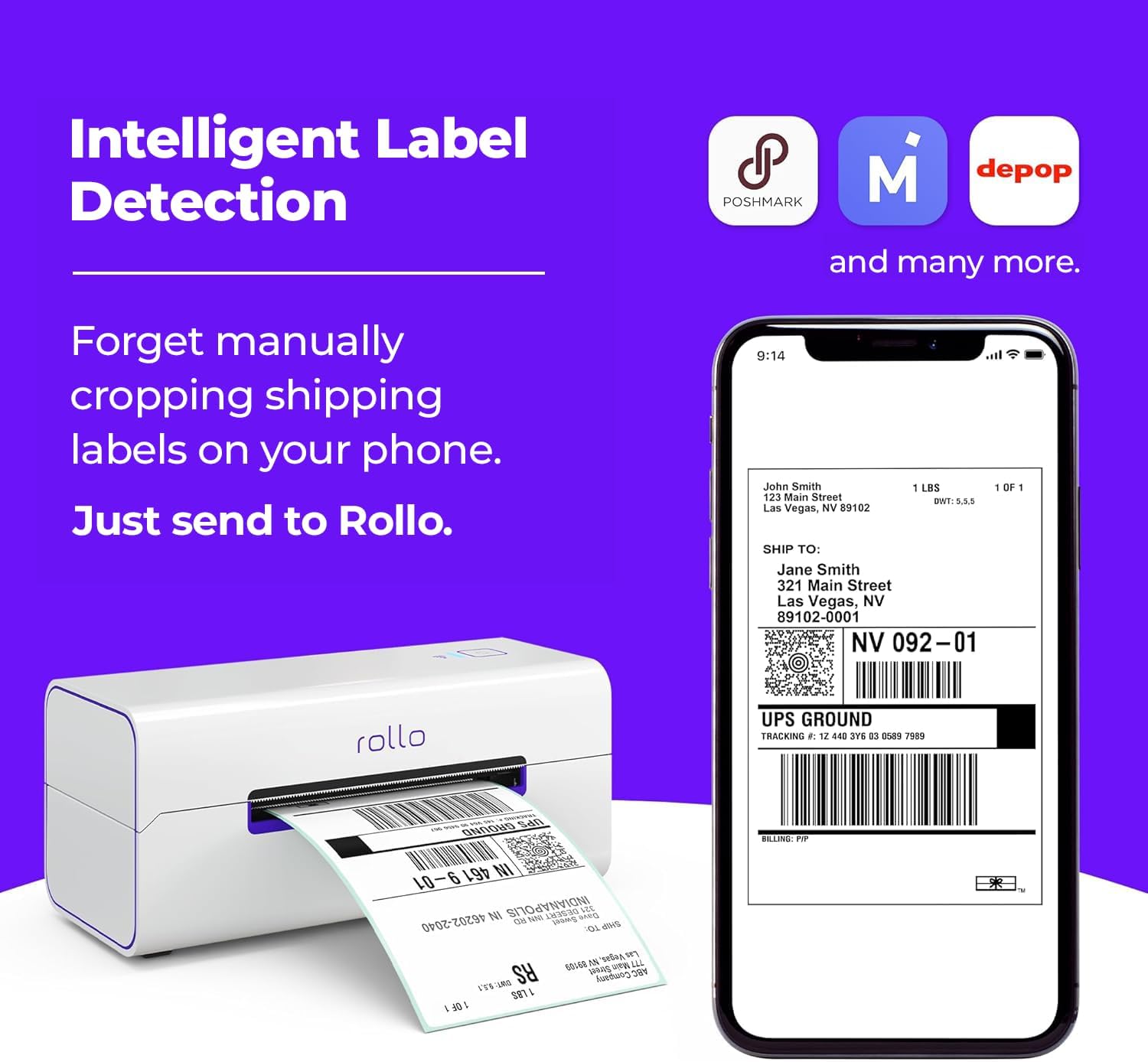 Rollo Wireless Shipping Label Printer - Wi-Fi Thermal Label Printer 4x6 for Shipping Packages - AirPrint from iPhone, iPad, Mac - Supports Windows, Chromebook, Android, Linux